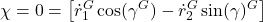 \begin{equation*} \chi=0=\begin{bmatrix} \dot{r}_1^G\cos(\gamma^G)-\dot{r}_2^G\sin(\gamma)^G \end{bmatrix} \end{equation*}