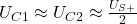 U_{C1} \approx U_{C2}  \approx \frac{U_{S+}}{2}